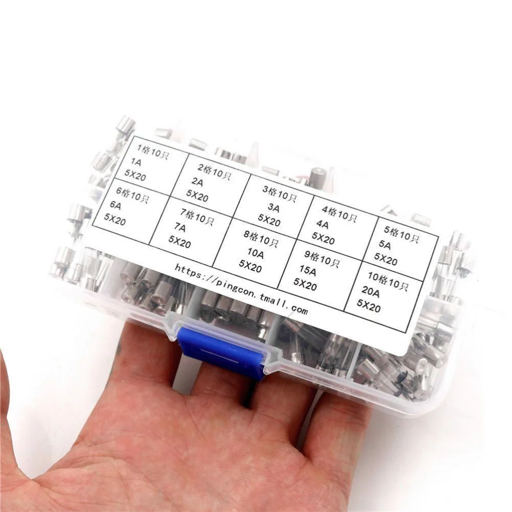 100pcs/Lot Glass Fuse Fast Blow 1A 2A 3A 4A 5A 6A 7A 10A 15A 20A 5mm x 20mm Tube Fuses Kit | Обустройство дома