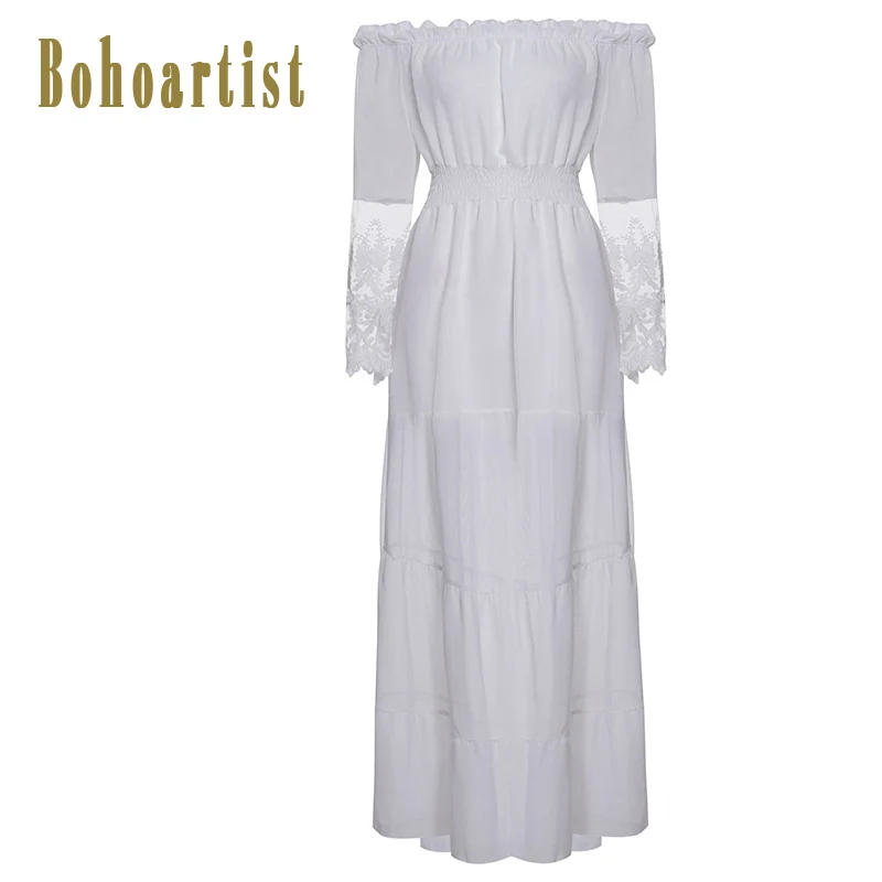 Bohoartist Maxi платье женское длинное белое кружевное прозрачное элегантное богемное