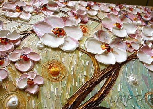 Ручная роспись толстый нож масляная краска белая розовый цветок вишни