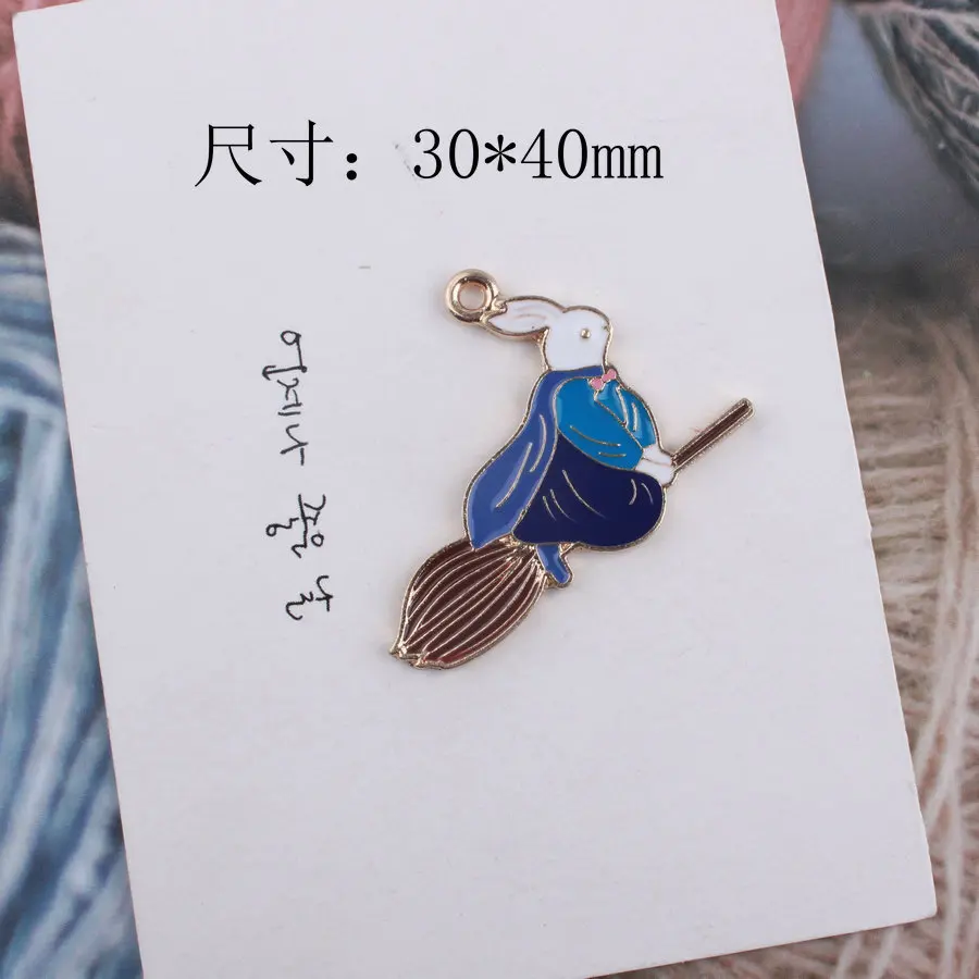Новое поступление 40 шт. Kawaii музыка волшебный кролик кулон шармы золотистые покрытые масляная Эмаль серьги ожерелье брелок DIY
