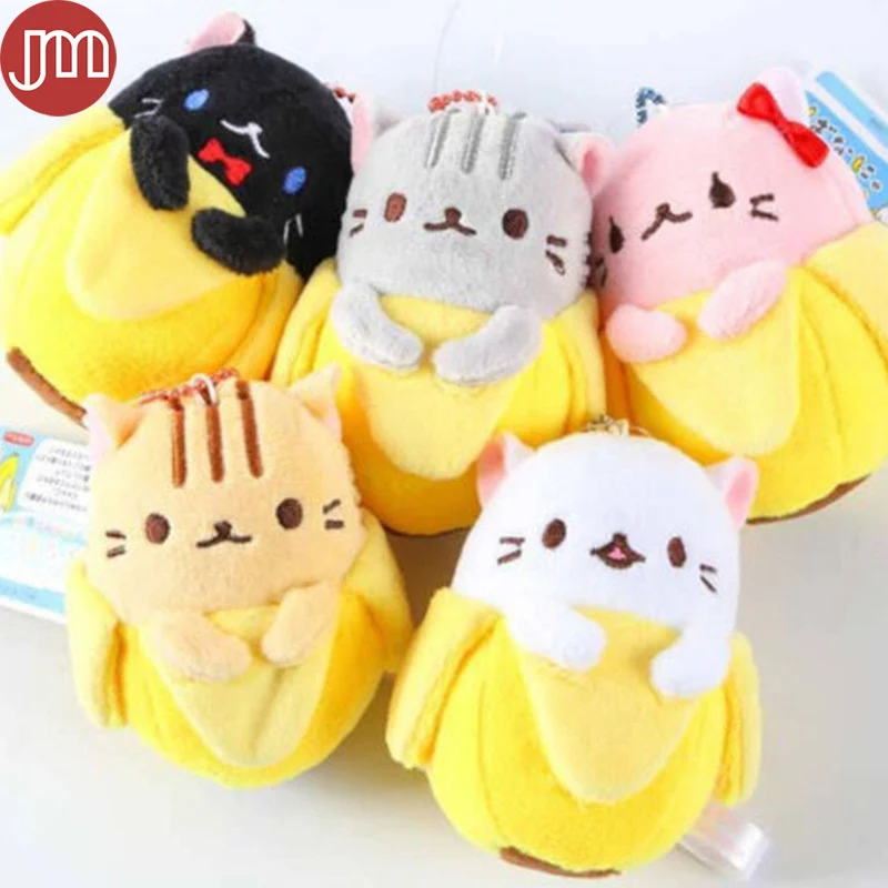 Банан кошка плюшевая кукла Bananya аниме игрушка животные Bonecas 9 см Plushie Брелок Детские куклы для детей подарок на день рождения