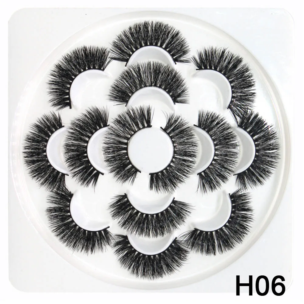7pairs 3D Thick Mink Eyelashes Fake Lashes Long Makeup Mink Lashes Eyelash Extension False Eyelashes Mixed model - Цвет: H06
