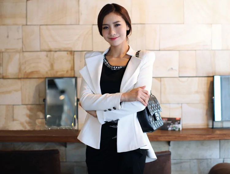 white single button blazer