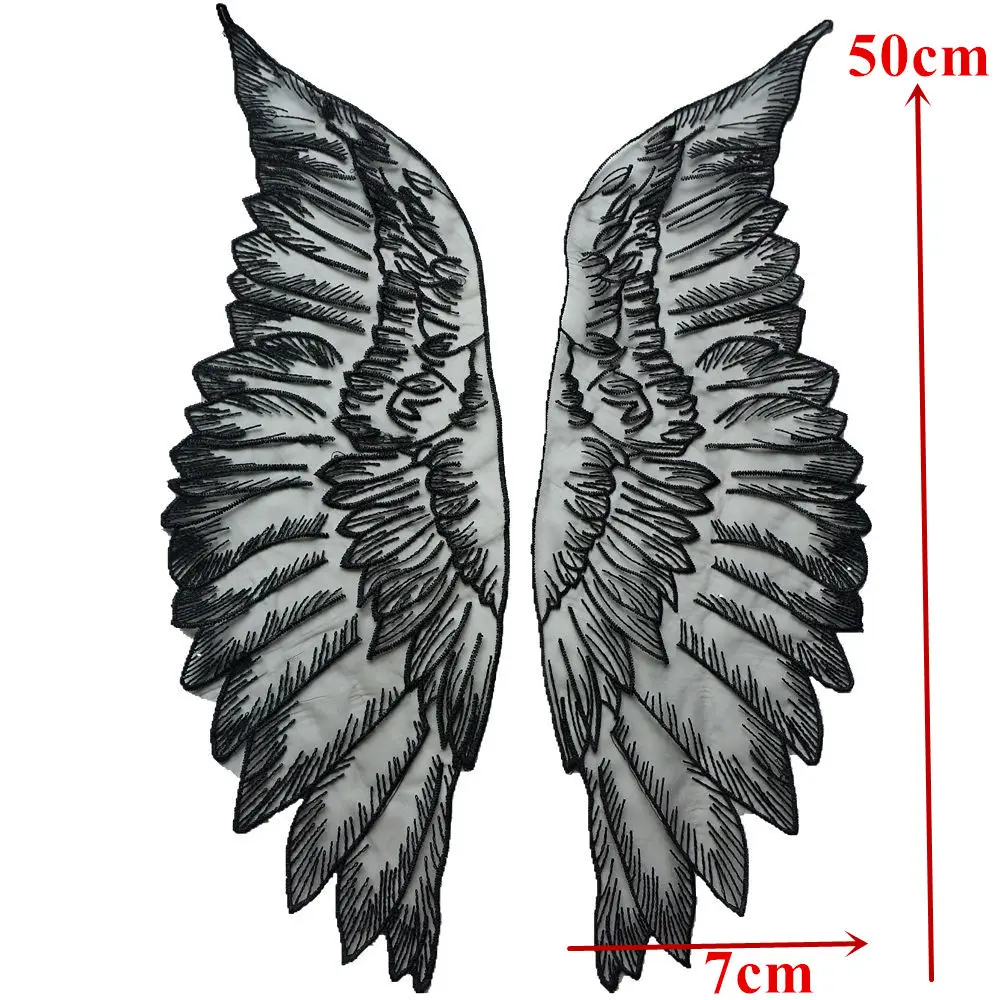 2 шт. вышитые кружевные нашивки с перьями на воротнике|Заплатки| |