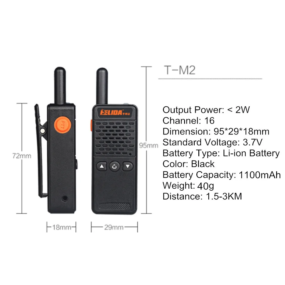 1 шт. Mini FRS/GMRS двухсторонняя радиосвязь HELIDA T M2 2 Вт UHF 400 520 МГц рация для