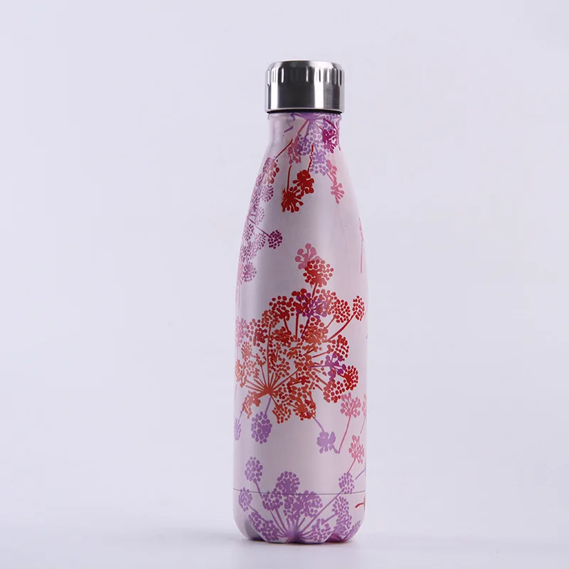 C Цветочная BPA бутылка для воды, бутылка для напитков, пива, чая, кофе, термос, бутылка из нержавеющей стали для путешествий, спорта, тренажерного зала, вакуумная Изолированная чашка - Цвет: C