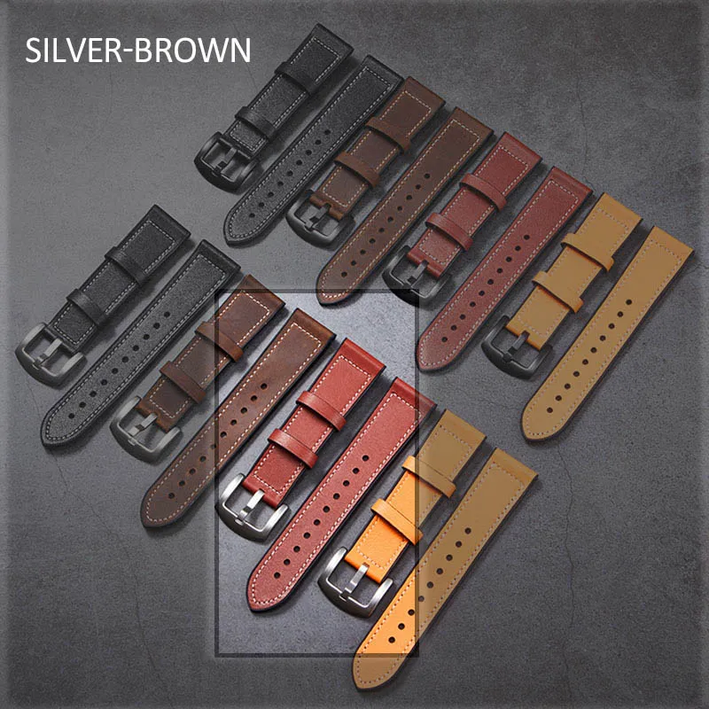 Creative Leather Silicone Watch Band 22mm Brown Black Belt for Men Watch Apple Samsung Galaxy Watch Luxury Leather Strap Belt