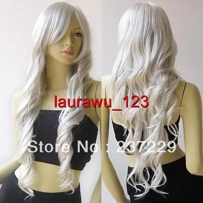 Оптовая цена Быстрая ДОСТАВКА 28 &quotДолго Серебристый Белый Волнистые Косплей