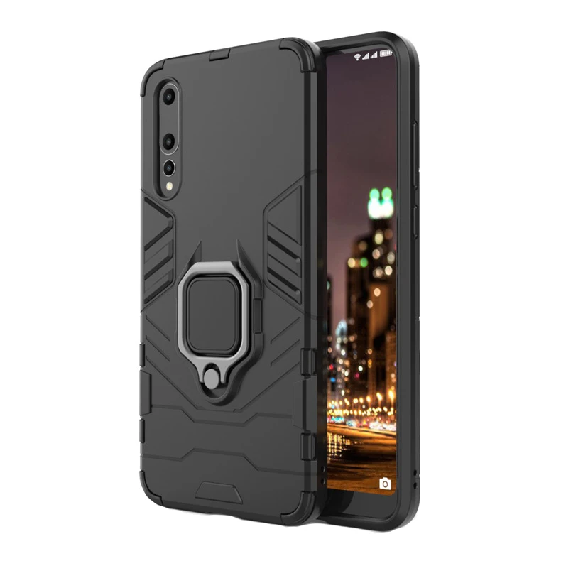Black Чехол-подставка с металлическим кольцом для XiaoMi Mi 9 Mi 8 Lite, Жесткий Чехол для XiaoMi Pocophone F1 RedMi Note 7, чехол для Mi Mix 2S Mi 9 8 SE - Цвет: Black