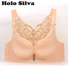 Женский бюстгальтер пуш-ап без косточек, Бюстгальтеры большого размера C, D, E, цвета: красный, черный, синий, 36, 38, 40, 48, 52