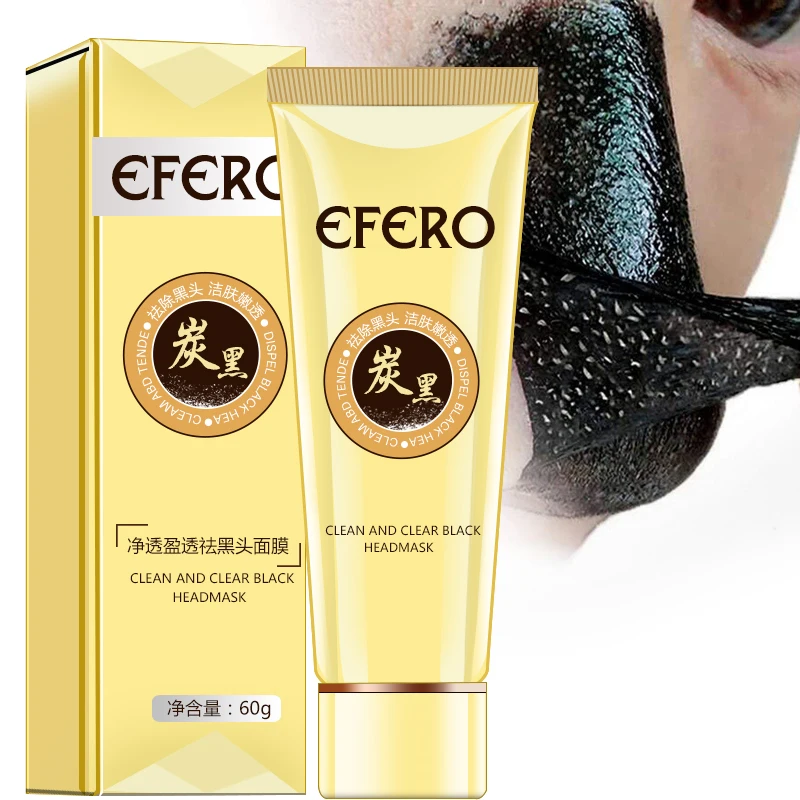 Efero, черная маска для лица, маска для удаления черных точек, лечение пор, Полоска, черная маска для головы, полоски для носа, отшелушивающая маска