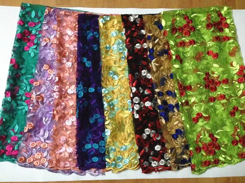 5 ярдов/шт. Красивая вышитая лимоном французская сетчатая кружевная ткань и