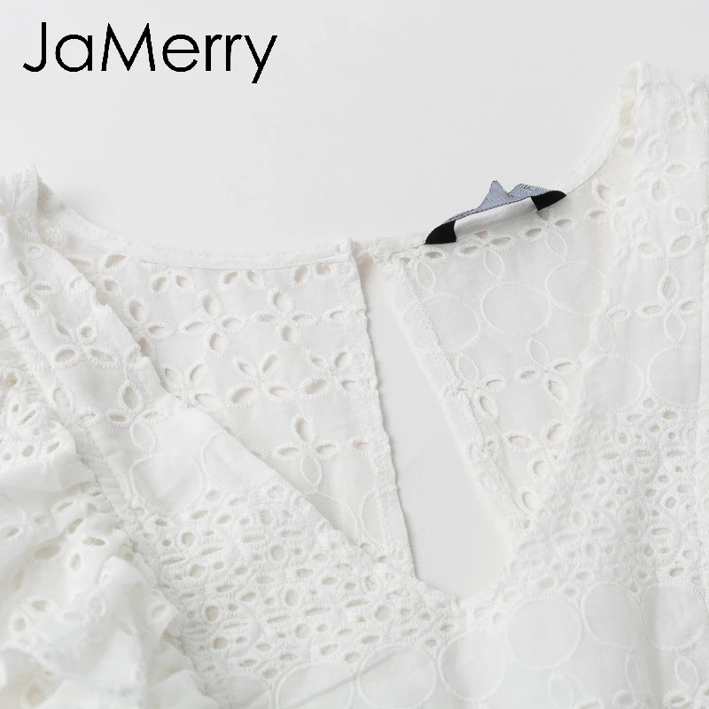 JaMerry, винтажное, белое, кружевное, хлопковое, с вышивкой, женское платье, гофрированное, весна-лето, мини-платье, сексуальные, вечерние, короткие платья, vestidos
