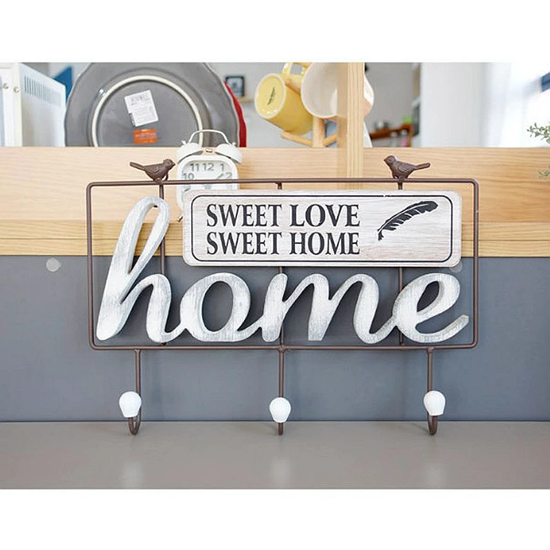 Скандинавские современные креативные металлические буквы для дома, деревянные вешалки для пальто, крючок для ключей, вешалка для одежды с птицей, Настенный декор