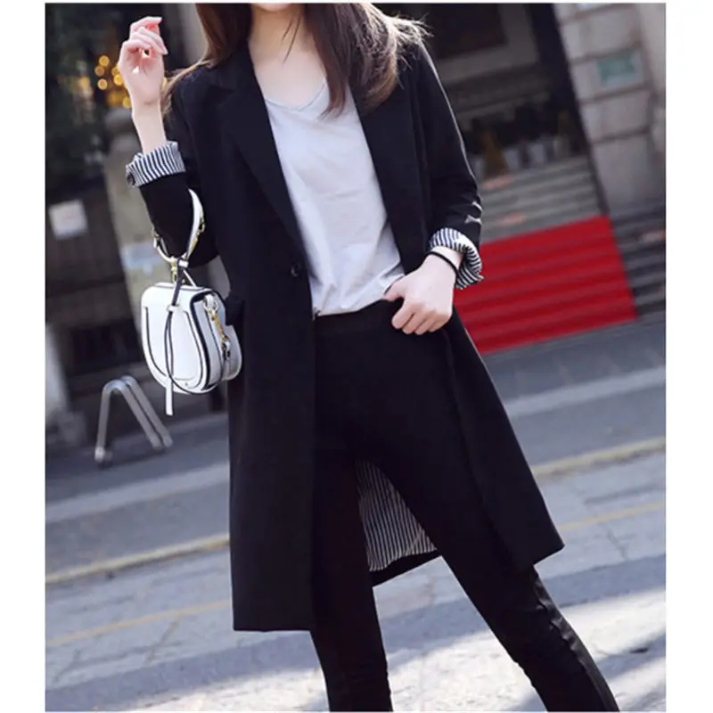 Женский черный блейзер 5XL размера плюс с длинным рукавом Модный повседневный