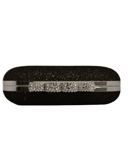 Free shipping Chicastic Black Glitter Metallic Duster Knuckle Clutch Evening Bag Purse with Rhinestones/handbag | Багаж и сумки