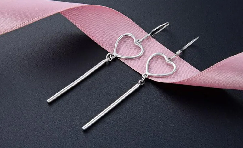 Серьги из стерлингового серебра S925 корейские модные серьги с сердечками