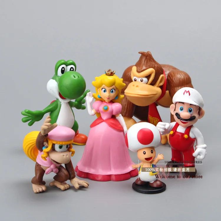 Super Mario Bros персик Дейзи жаба Марио и Луиджи Варио Луиджи Купа Донки Конг ПВХ фигурка игрушки куклы 6 шт./компл. 5 видов