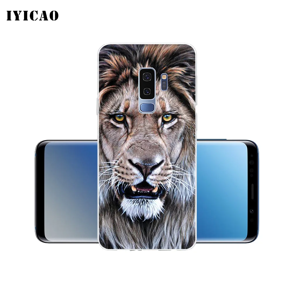 Мягкий силиконовый чехол для телефона IYICAO Cool Animal Wolf lion tiger Samsung Galaxy S10e S10 S9 S8 Plus S7 Edge
