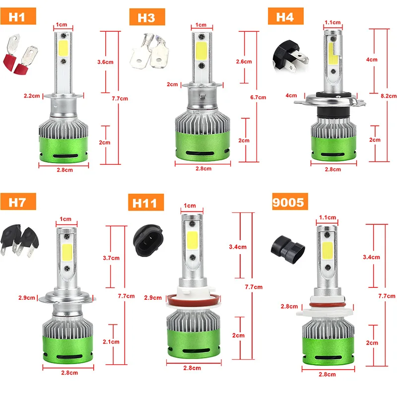 Зеленый-L светодиодный h4 фар 9000lm 60 Вт лампа для авто h1 H4 h7 h3 h11 9005 9006 фары автомобиля