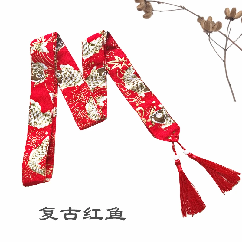 [Купить 2 отправить 1] Японский принт связать cos с кисточкой hanfu palaeowind ремни аксессуары для волос - Цвет: Red restoring