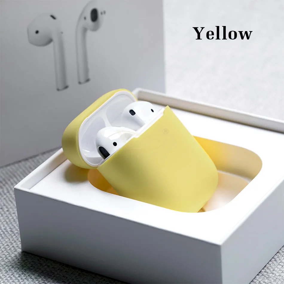 yellow Роскошный официальный силиконовый чехол для наушников для Apple AirPods 1 2, мягкий чехол, беспроводные Bluetooth наушники для Airpods, чехол - Цвет: yellow