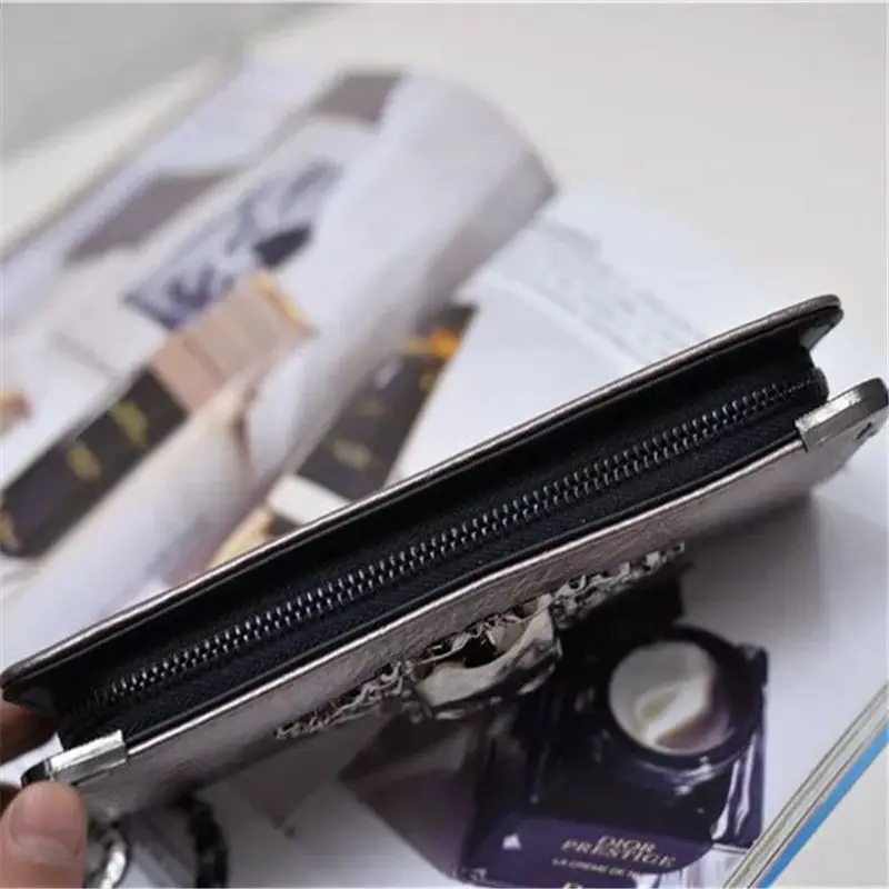 Женская винтажная длинная сумка кошелек на молнии с черепом кошелек-клатч