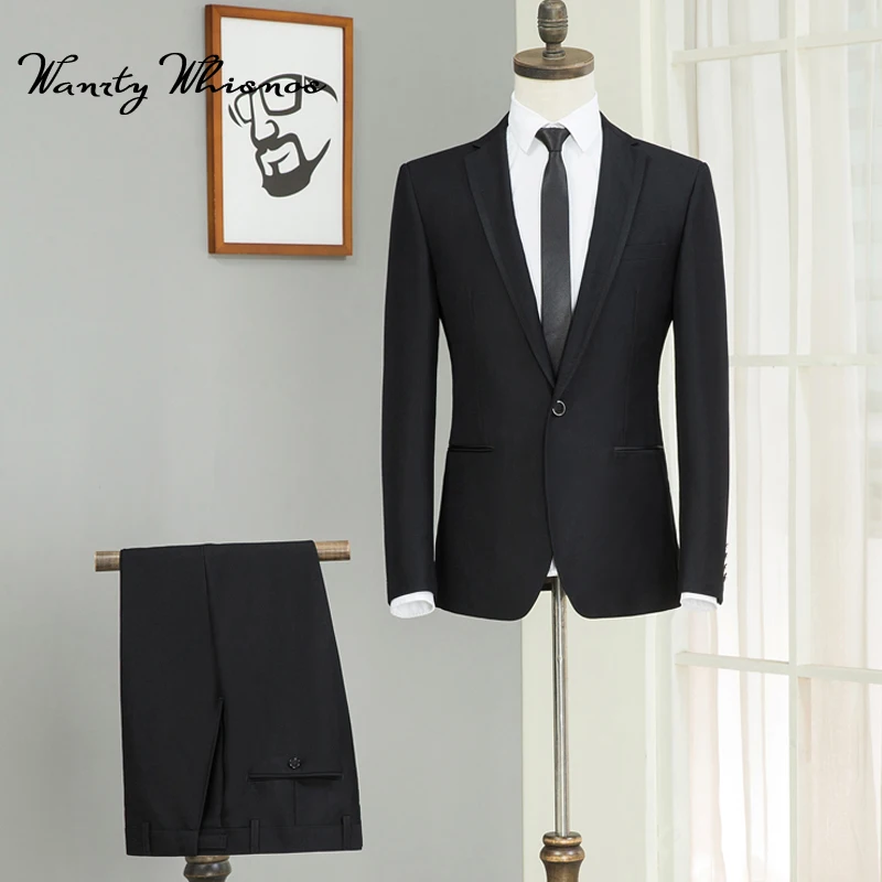 Лидер продаж 2017 новый стиль мужские черные свадебные/вечерние костюмы/вечерние