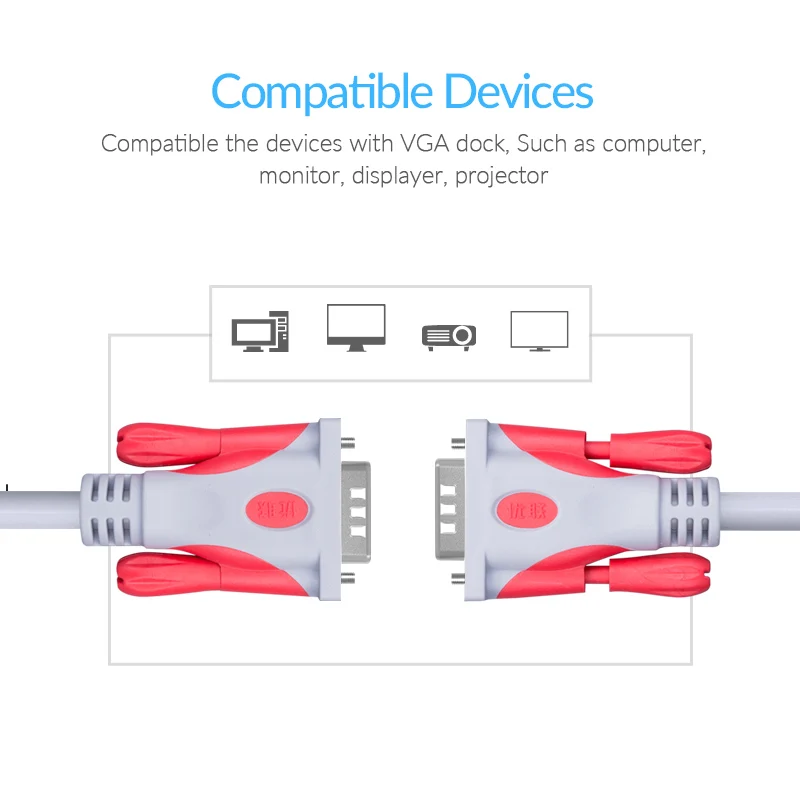 Кабель Unnlink VGA 1 м 5 2 3 поддержка 1080P 60 Гц|vga cable|cable malevga cable male |