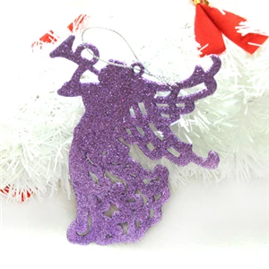 PURPLE 1 шт., золотой порошок, яркий рожок, ангел, украшения для рождественской елки, подарок на елку, украшения, сделай сам, вечерние аксессуары - Цвет: PURPLE