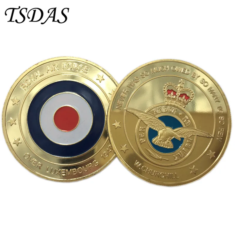 The Royal Air Force Coin Colorful Pure Gold Plated US Custom Military Coins With Plastic Display Case|us coins|coin coinscoin military |
