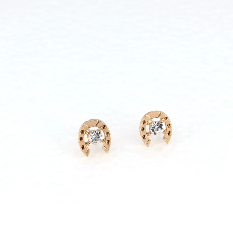 Hzew милые лошади два цвета серьги Хрустальная Подкова серьги|Серьги-гвоздики| |