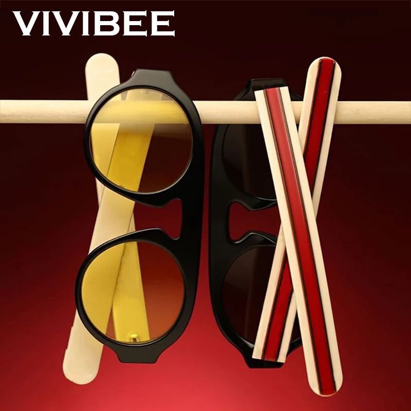 VIVIBEE винтажные круглые желтые солнцезащитные очки с линзами для женщин и мужчин