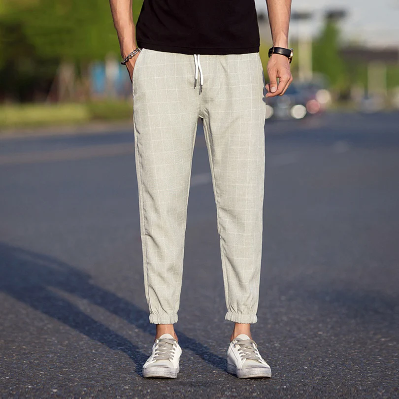 

Comfortable Nice Casual Plaid Ankle-Length Pants Men Trousers Hip Hop Jogger Pants Men Sweatpants Japanese Streetwear Men Pants