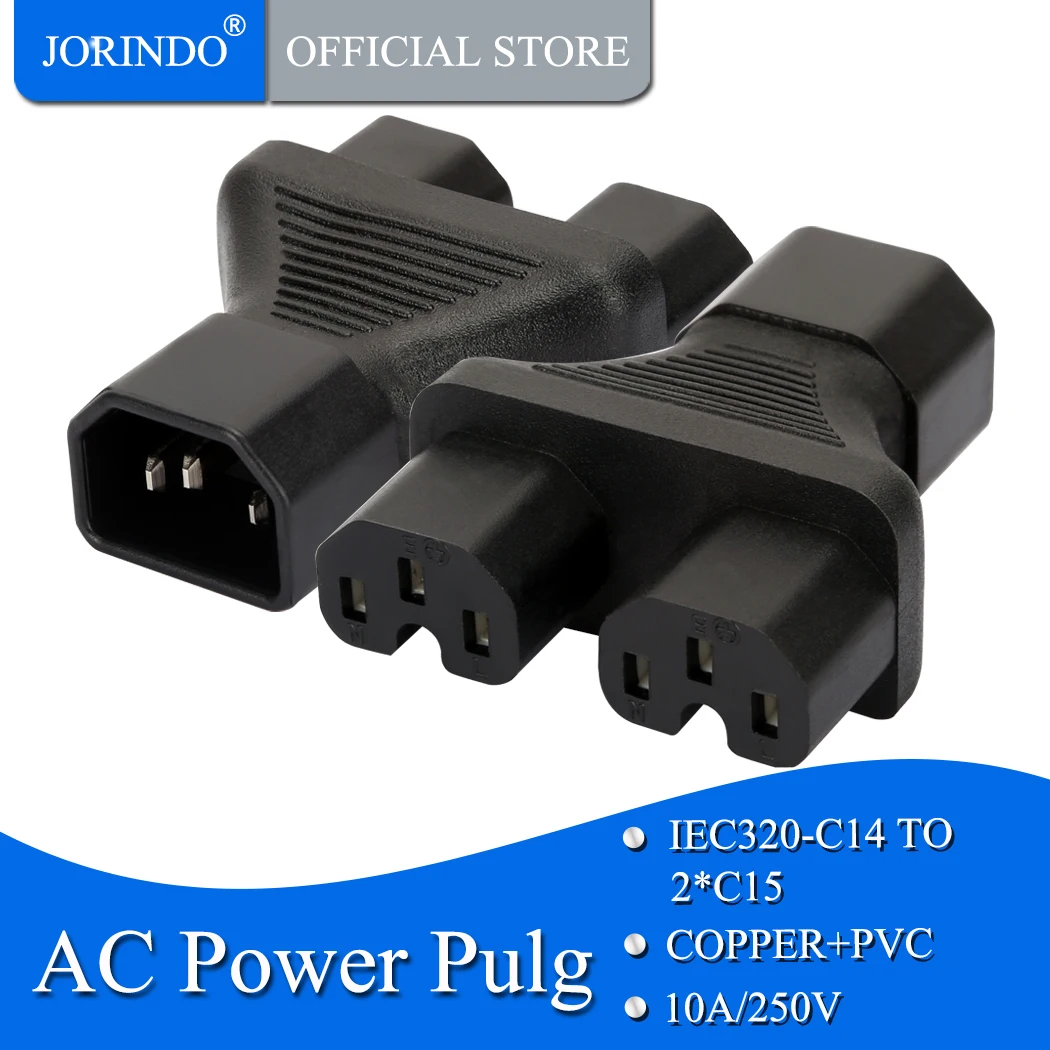 Разветвитель joriniec 320 C14 на 2 * C15 Y адаптер питания C14 на 2xC15 Y разветвитель IEC 320 C14 штекер на 2x C15 гнездовой адаптер