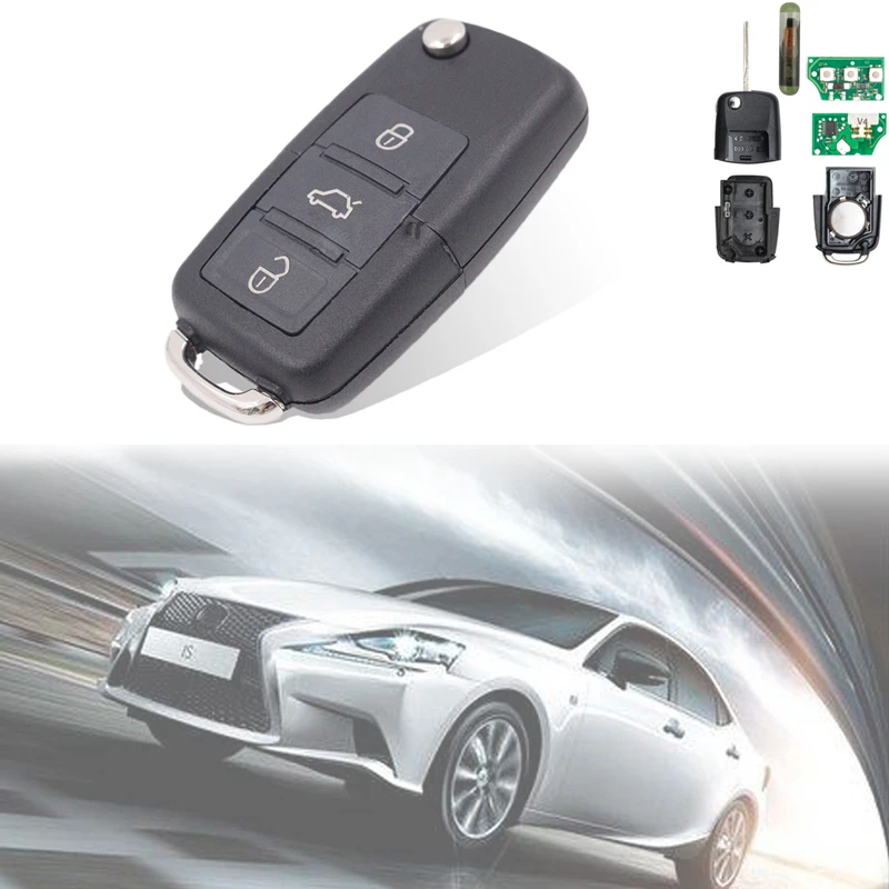 1K0 959 753 G 1K0959753G Folding Flip Key Keyless Entry Remote Transmitter For VW VOLKSWAGEN SEAT 3 Button 434MHZ with ID48 Chip |