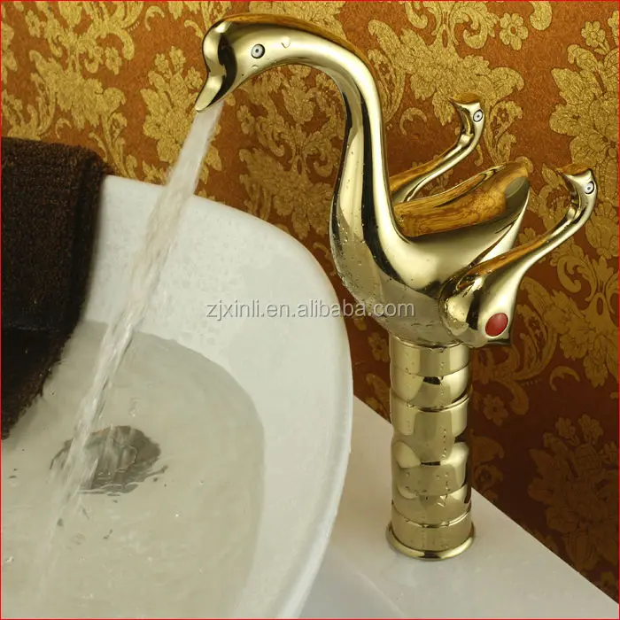 Роскошный хромированный латунный смеситель с изображением лебедя золотистого и