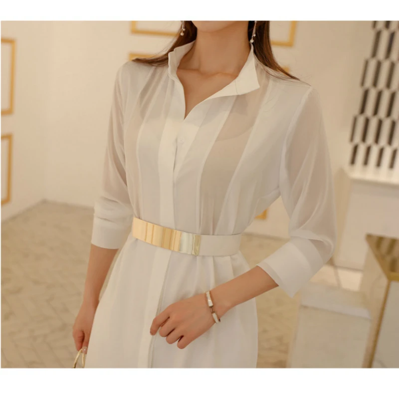 Женское однотонное платье из 2 предметов винтажное длинное белое офисное