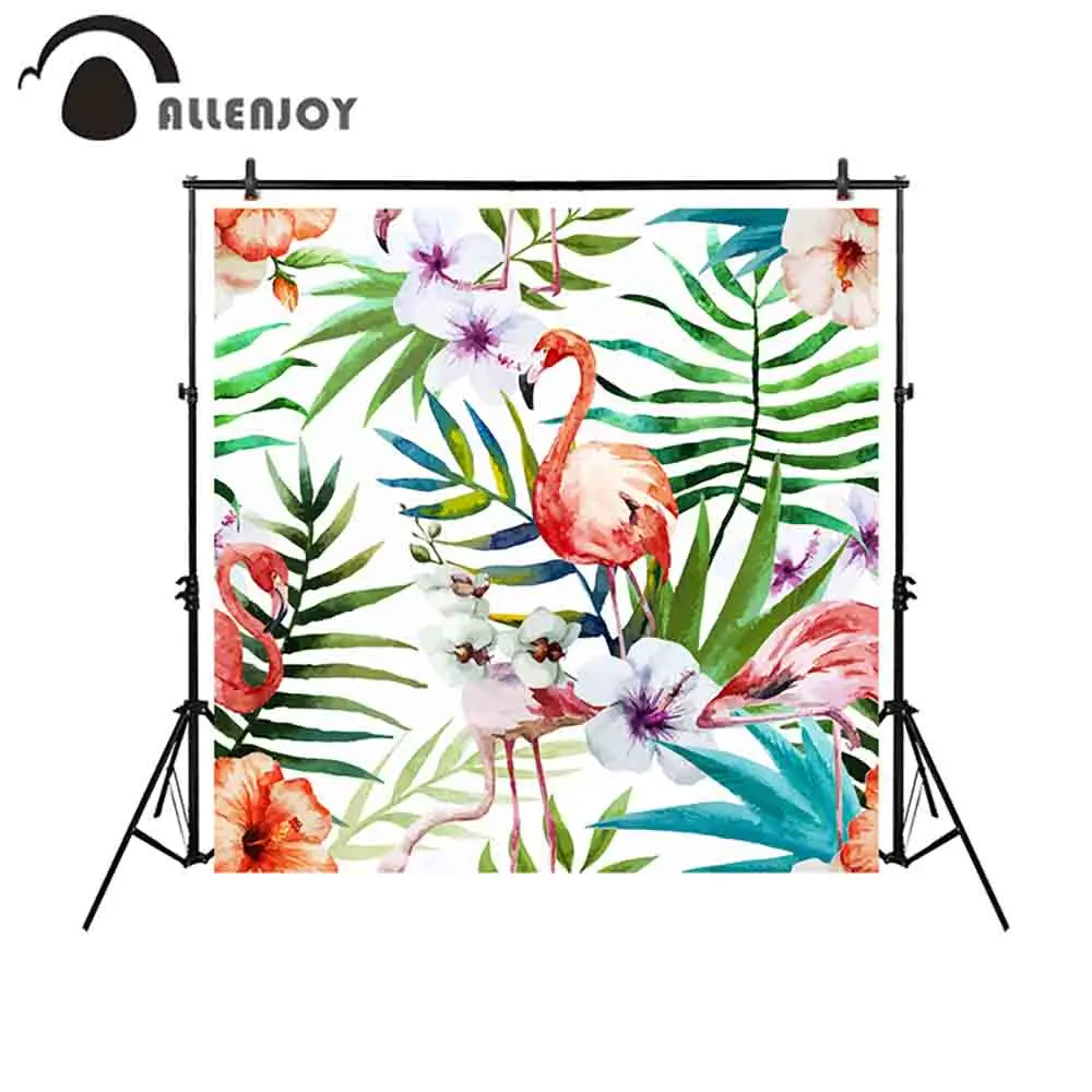 Allenjoy Фотофон задний фон цветы Фламинго тропические белые листья красочная