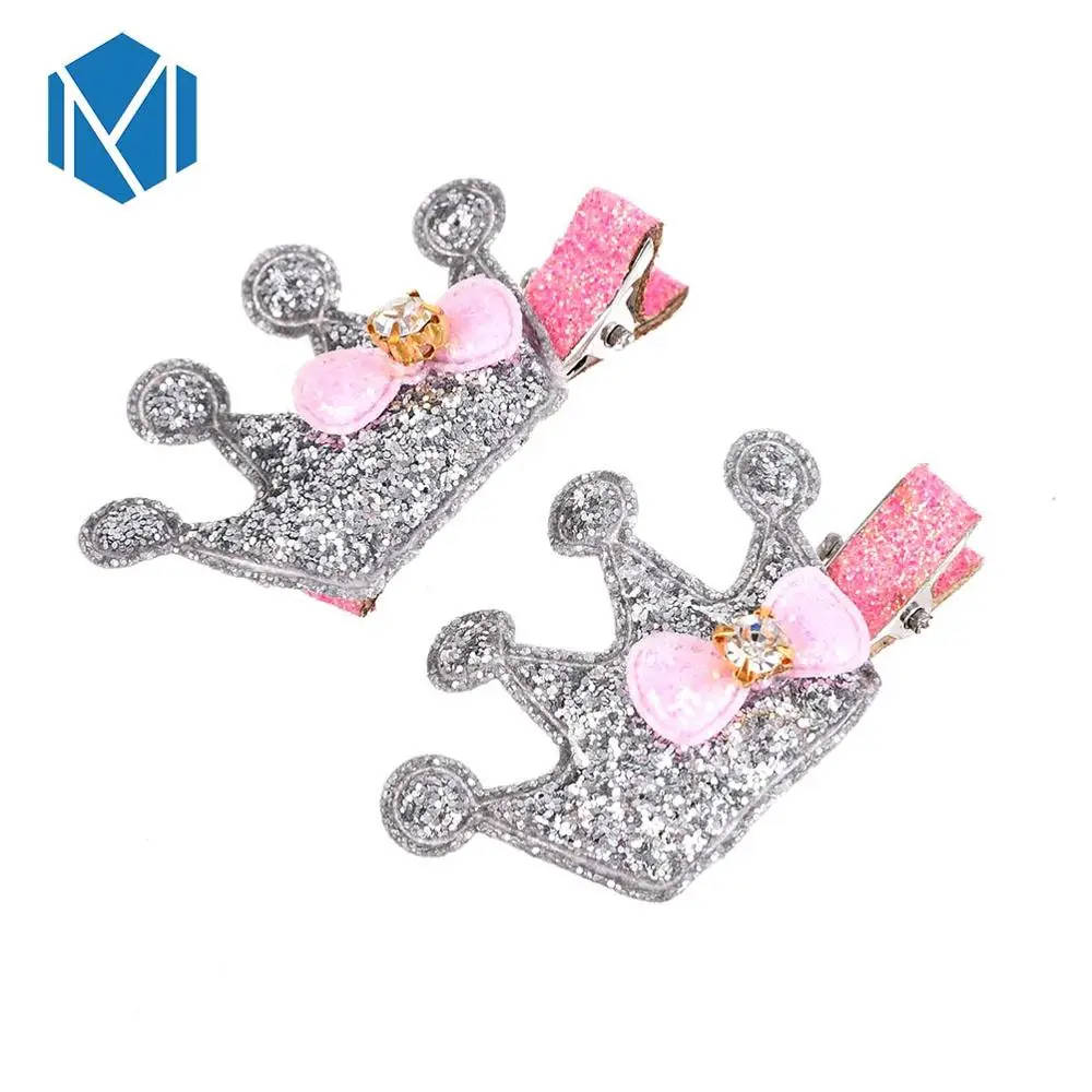 silver crown M MISM одна пара Горячая заколки для волос для девочек шпильки в форме бабочки заколки блестящие стразы для милых детей аксессуары для волос - Цвет: silver crown