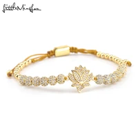 luxury paving cz lotus bracelet ball charm copper beads braided adjustable handmade men bracelets bangles for women jewelry