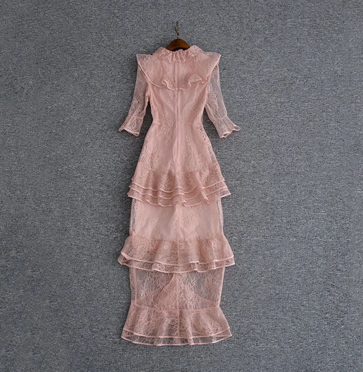 Дизайнерское подиумное платье летнее женское кружевное с рукавами-бабочками и