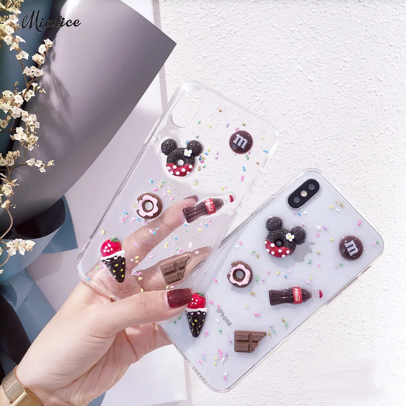 Милые 3D Конфеты Пончик Минни чехол для телефона iphone X 8 плюс 7 6 S 6splus Мягкая обложка