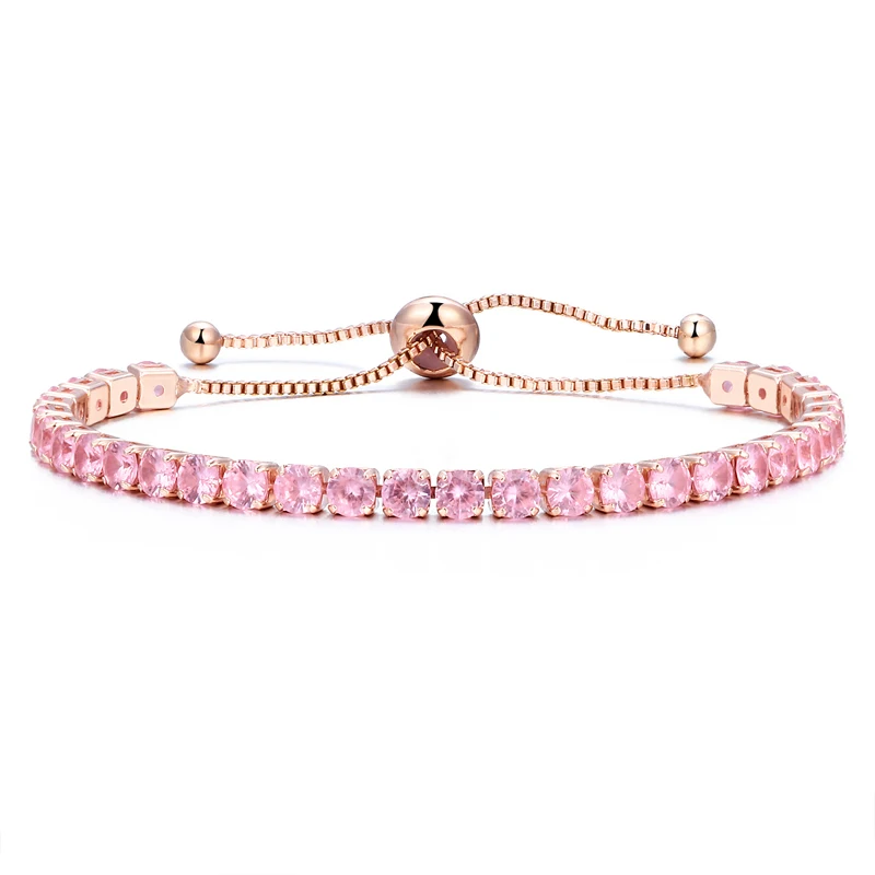 1pc gold pink 1-2 шт набор циркониевый регулируемый браслет для женщин шариковая направляющая Кристалл CZ золото/серебро цвет ювелирные изделия Pulseira Feminina - Окраска металла: 1pc gold pink