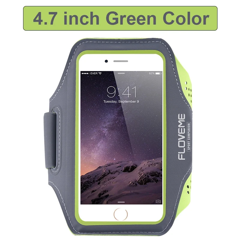 4.7inch Green FLOVEME Спортивная Беговая наручная повязка телефон браслет на запястье Универсальный мобильный телефон Велоспорт повязка на руку чехол для iPhone samsung Xiaomi мобильного телефона - Цвет: 4.7inch Green