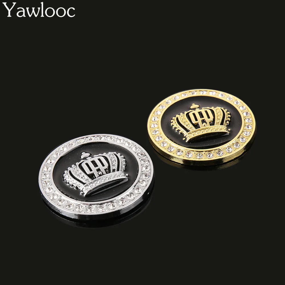 

Yawlooc Metal Badge Car Stickers and Decals Personalized Decoration Golden/Silver Auto Sticker 3D Diamond Crown Car-styling