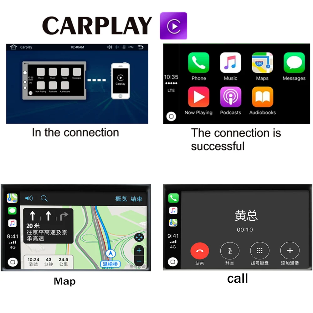 " 2 DIN автомагнитола Bluetooth стерео MP5 плеер USB Carplay и Android авто сенсорный экран AUX+ камера
