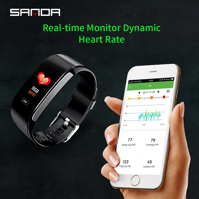 SANDA спортивные часы мужские Смарт силиконовые водонепроницаемые пульсометр