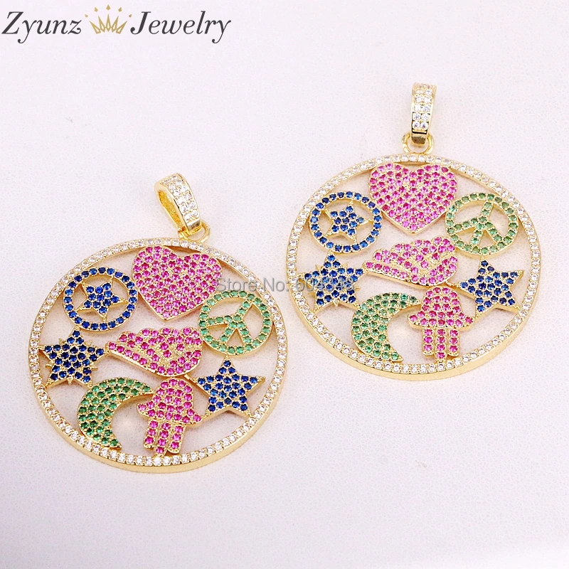 5 нитей ZYZ314-3998 модные украшения сверкающие руки Star Moon Pave фианит женский кулон для