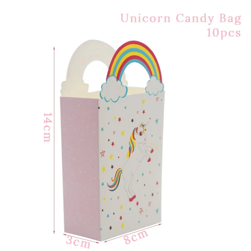 10pcs Candy Bag WEIGAO 6 шт. вечерние бумажные коробки для попкорна с единорогом, Подарочная коробка, вечерние украшения, свадебные сувениры и подарки - Цвет: 10pcs Candy Bag